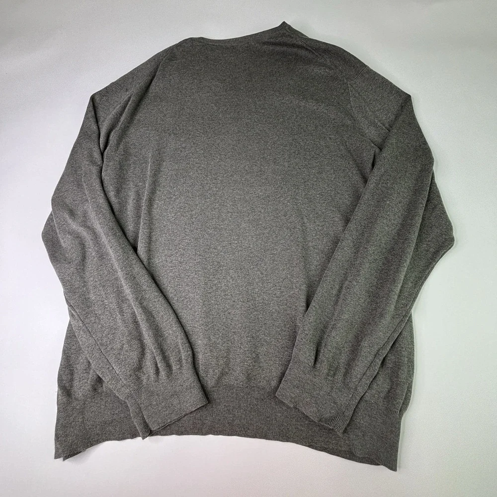 Polo Ralph Lauren Sweater Mens 3XLT Gray Pima Cotton Knit V-Neck Pullover